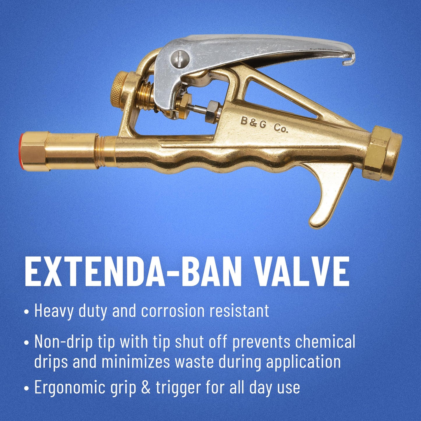 B&G - Primeline 1 Gallon Stainless Sprayer (N124-CC-18) - Extenda-Ban Valve - 18" Brass Extension - 4-Way Crack & Crevice Tip - Durable, Precise, Field Repairable