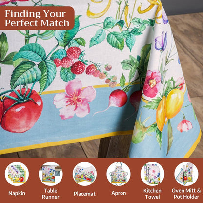 Maison d' Hermine Table Cloth Rectangle Table 100% Cotton 60 x 90 Inches Tablecloth Reusable Decorative for Dining Kitchen Room Farmhouse Home Gifts for Mothers Day Spring Summer - Giverny