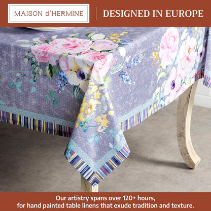 Maison d' Hermine Table Cloth Rectangle Table 100% Cotton 54 x 72 Inches Tablecloth Reusable Decorative for Dining Kitchen Farmhouse Gifts for Mothers Day Spring Summer - Sweet Rose Lavender - Lush