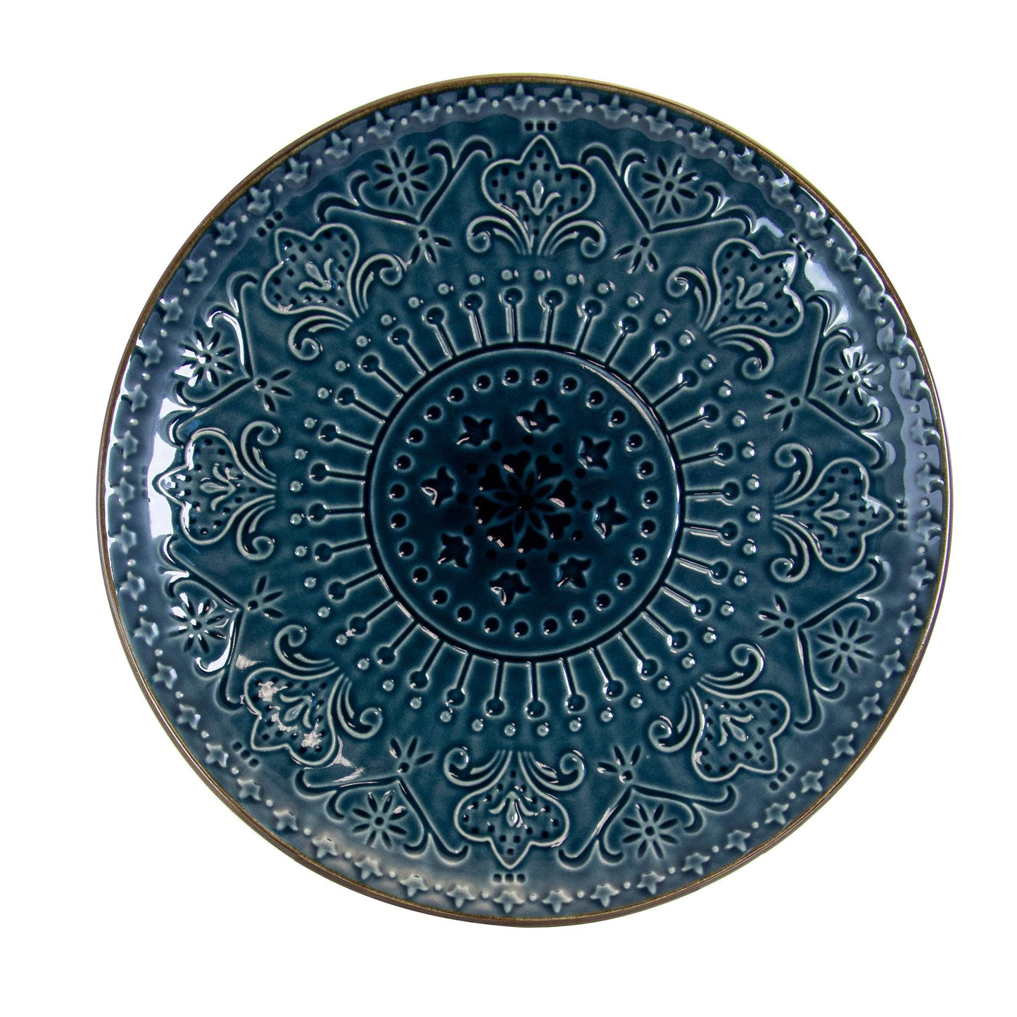 Elama Deep Sea Mozaic 16 Piece Luxurious Stoneware Dinnerware with Complete Setting for 4