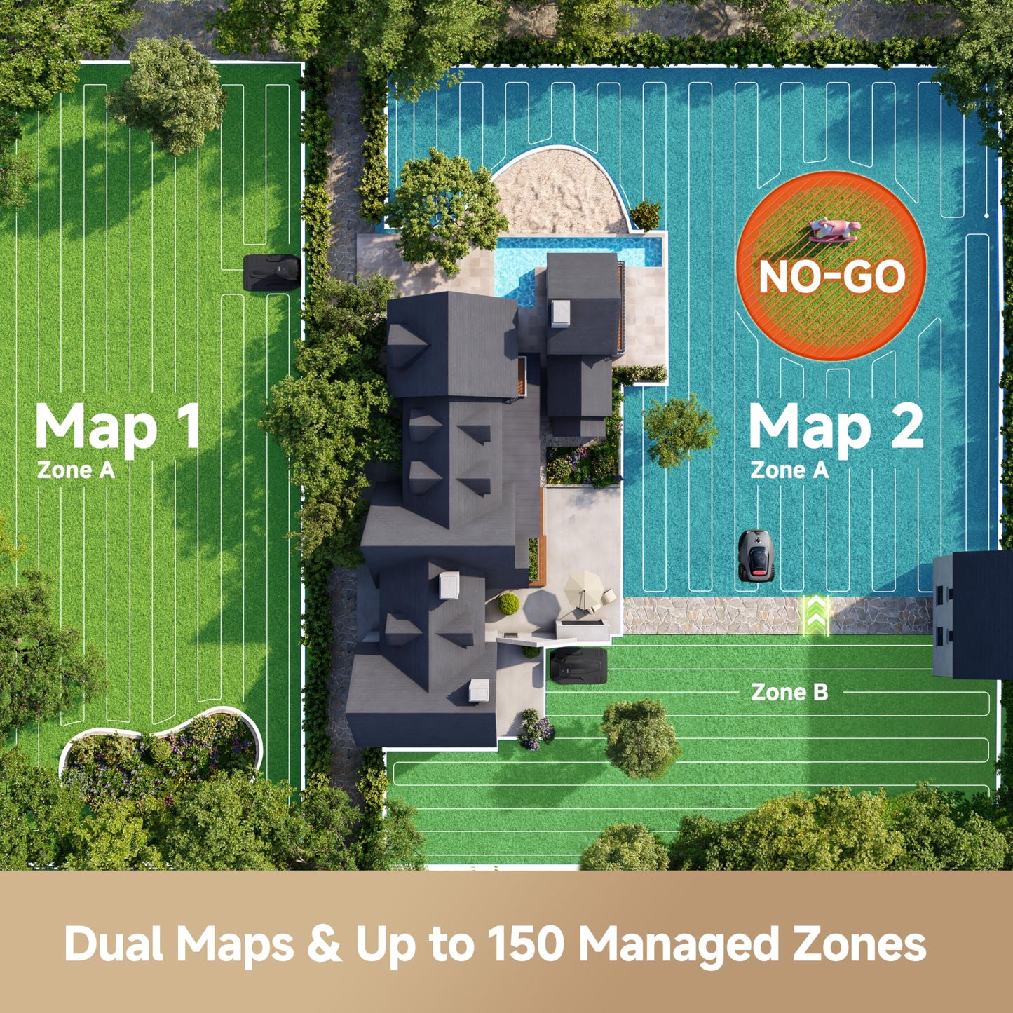MOVA LiDAX Ultra 2000 Robot Lawn Mower with 4G for 0.5 Acre, No Wire No RTK+360° 3D LiDAR+AI Vision Auto Mapping, Zero-Edge Cutting, Cut Height 1.2"-3.9", 45% Slope, 150 Mowing Zones, Anti-Theft