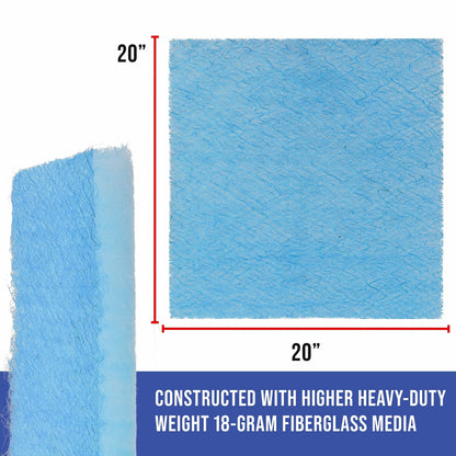 Master Elite Premium Paint Spray Booth Exhaust Filter Pad 20" x 20", Box of 100-18 Gram Fiberglass Paint Arrestors - Captures Traps Overspray Particles in Auto Car Autobody Refinish Booths