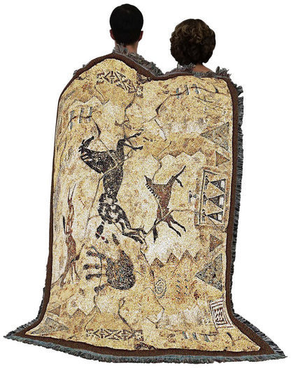 Pure Country Weavers Tlalocs Tribe Blanket by Cecilia Henle - Southwest Cave Rock Art - Gift Tapestry Throw Woven from Cotton - Made in The USA (72x54)