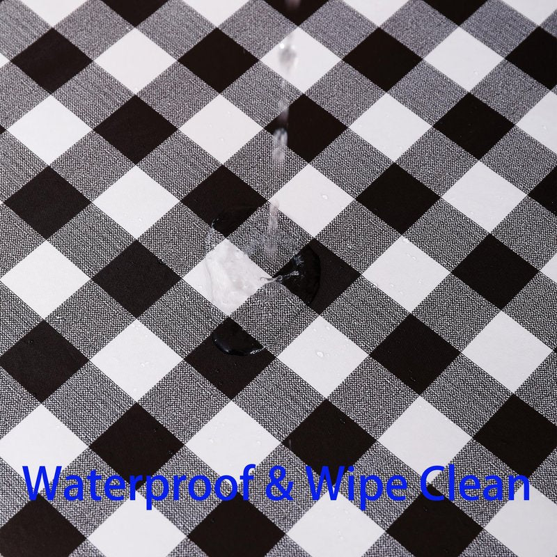 Heavy Duty Vinyl Tablecloth with Flannel Backing Waterproof Oil-Proof Plastic Table Cloth Stain-Resistant Wipeable Rectangle or Square Table Cover for Indoor and Outdoor (Black Checkered, 60x102 Inch)