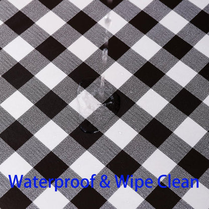 Heavy Duty Vinyl Tablecloth with Flannel Backing Waterproof Oil-Proof Plastic Table Cloth Stain-Resistant Wipeable Rectangle or Square Table Cover for Indoor and Outdoor (Black Checkered, 60x84 Inch)