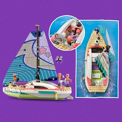 LEGO Friends Stephanie's Sailing Adventure Toy Boat Set 41716 Sailboat Building Toy with Island Drone and 3 Mini Figures Creative Sailing Gift for Kids Girls Boys Age 7+ Years Old
