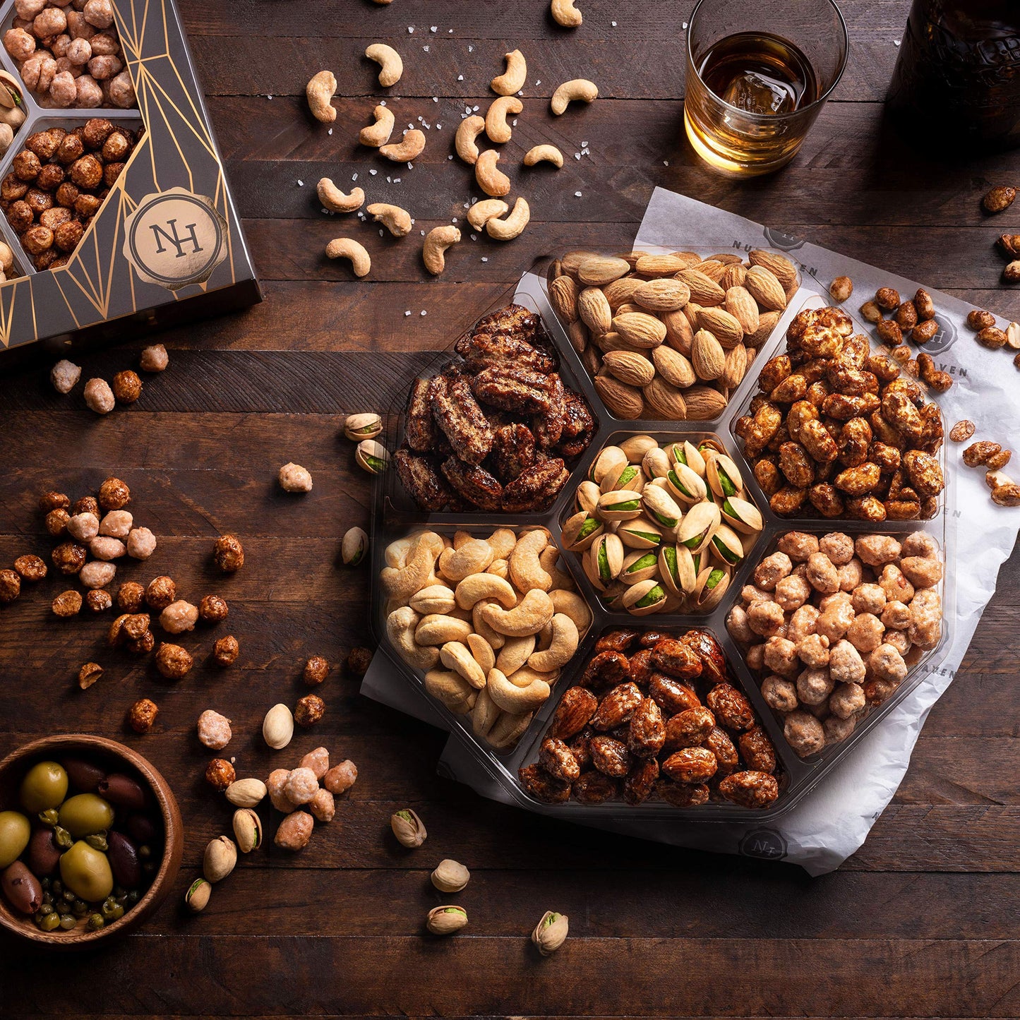 Nuts Gift Basket - Assortment of Sweet & Roasted Salted Gourmet Nuts - Assorted Food Gift Box for Birthday, Family, Sympathy, Men & Women.