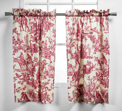 Maison d' Hermine Kitchen Curtain Set for Windows 100% Cotton Set of Kitchen Curtain Valance for Home [2 Tier (28"X36") and 1 Valance (56"X18")] Café Gifts for Mothers Day (The Miller - Red)