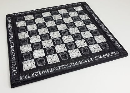 16 Black and White Egyptian Hieroglyphic Chess Board