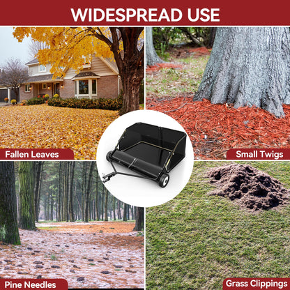 YITAMOTOR 50" Lawn Sweeper Tow Behind, Pull Behind Lawn Sweeper with Rotating Brush Drum and 25 cu. ft Large Capacity Collector for Leaves, Grass Clippings and Yard Debris