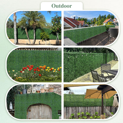 ODTORY Artificial Greenery Grass Wall Panel, 10x10 Inch 20-Pack (14 sqft), UV-Anti Fake Ivy Fence Privacy Screen Green Boxwood Covering for Indoor and Outdoor Home Wall Decor