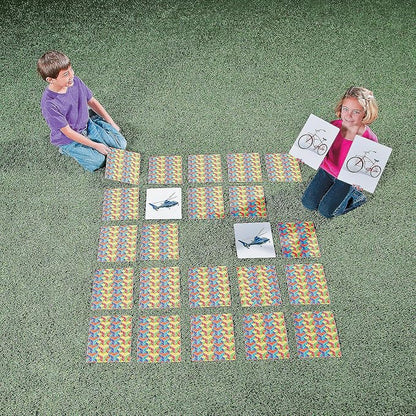 Fun Express Giant Memory Matching Game for Kids Ages 3-8 - 48 Jumbo Cards Educational Learning Toy | Preschool Board Games for Toddler Activities | Indoor &amp Outdoor Play for Classroom &amp Family