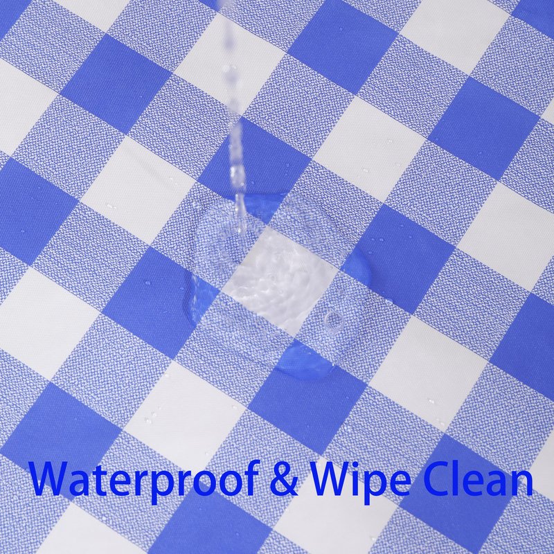 Heavy Duty Vinyl Tablecloth with Flannel Backing Waterproof Oil-Proof Plastic Table Cloth Stain-Resistant Wipeable Rectangle or Square Table Cover for Indoor and Outdoor (Blue Checkered, 60x102 Inch)