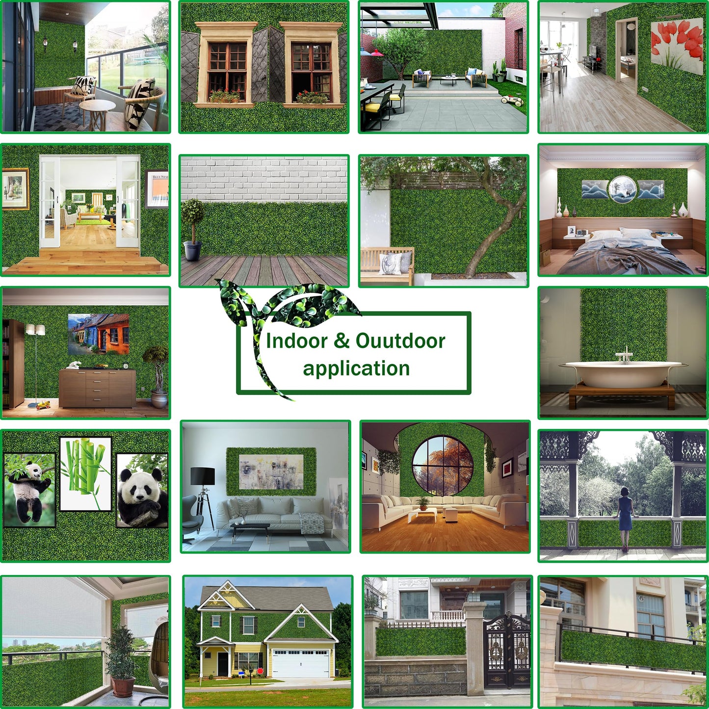 ODTORY Artificial Boxwood Roll Panels: 48 X 160 in(53.5 sqft) UV-Anti Artificial Ivy Privacy Fence Wall Screen for Indoor Outdoor Green Grass Wall Decor & Ivy Fence Covering Privacy