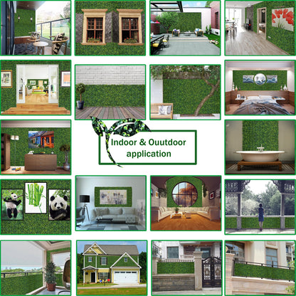 ODTORY Artificial Boxwood Roll Panels: 48 X 160 in(53.5 sqft) UV-Anti Artificial Ivy Privacy Fence Wall Screen for Indoor Outdoor Green Grass Wall Decor & Ivy Fence Covering Privacy