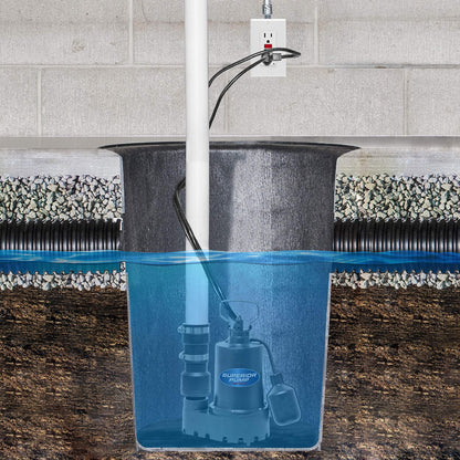 SUPERIOR PUMP 92331 High-Capacity Cast Iron Sump Pump with Tethered Float Switch, 1/3 HP