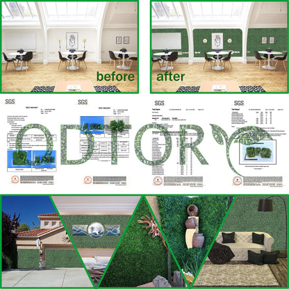 ODTORY Artificial Grass Wall Panel Backdrop,10 X 10 in 24P(16.8 sqft) UV-Anti Greenery Boxwood Panels for Indoor Outdoor Green Wall Decor & Ivy Fence Covering Privacy