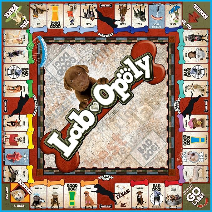 Late for the Sky Lab-Opoly Board Game for Dog Lovers Labrador Retriever Family Game 2–6 Players Ages 8+ Opoly-Style Strategy for Party