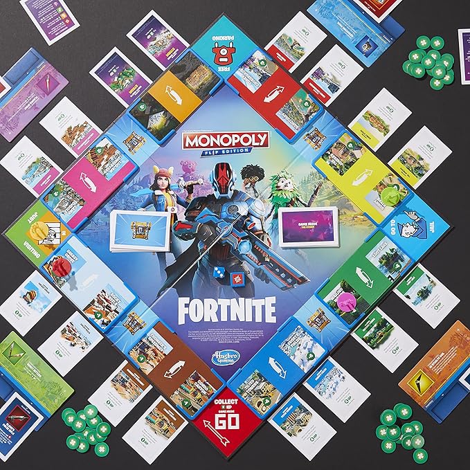 Hasbro Gaming Monopoly Flip Edition: Fortnite Board Game for Ages 13 Game Inspired by Fortnite Video Game Board Games for Teens and Adults 2-4 Players