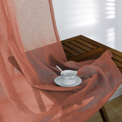 KOUFALL Rustic Curtains for Cabin Living Room 63 Inch Length 2 Panels Set,Farmhouse Sheer Boho Western Curtains for Bedroom 63 Inches Long,Terra Cotta Terracotta Rust Copper Orange