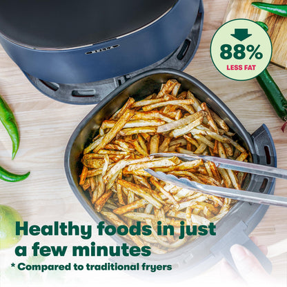 BELLA 2.9QT Touchscreen Air Fryer, No Pre-Heat Needed, No-Oil Frying, Fast Healthy Evenly Cooked Meal Every Time, Dishwasher Safe Non Stick Pan and Crisping Tray for Easy Clean Up, Matte Blue