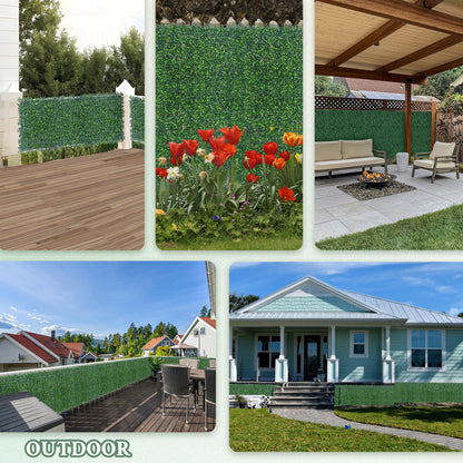 ODTORY Artificial Boxwood Wall Panels 20x20 inch 26Pcs, UV-Anti Faux Greenery Grass Hedge for Privacy Screen，Fake Ivy Plant Fence for Outdoor Garden, Backyard, Balcony, and Indoor Home Decoration