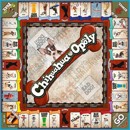 Late for The Sky Chihuahua-Opoly Board Game – Family Strategy Fun for 2–6 Players Ages 8+ | Dog Lover Theme Opoly-Style Property Trading Traditional or One-Hour Play