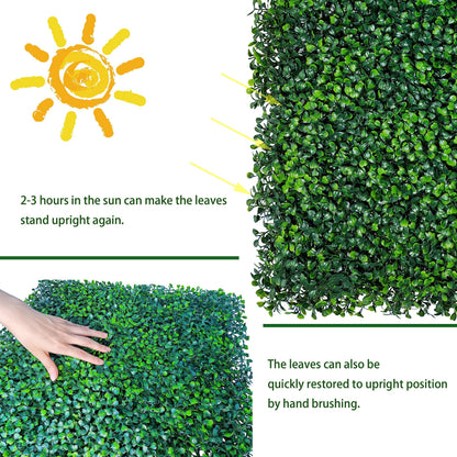 ODTORY Artificial Grass Wall Panel Backdrop,10 X 10 in 24P(16.8 sqft) UV-Anti Greenery Boxwood Panels for Indoor Outdoor Green Wall Decor & Ivy Fence Covering Privacy