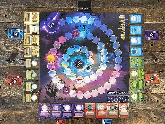 Renegade Game Studios Gravwell 2nd Edition Escape a Black Hole 2-6 players Ages 10+ Playing time 30-45 minutes