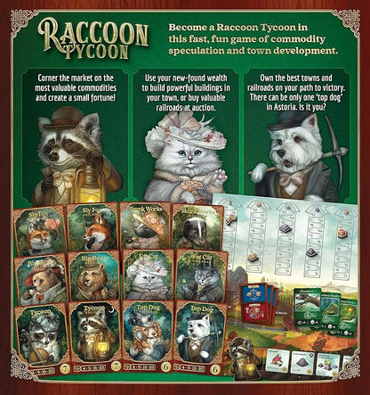 Raccoon Tycoon - Gateway Strategy Board Game for Adults and Family | Fast Fun Economic and Set-Collecting Competitive Game | 2-5 Players | Ages 8 and Up | 60-90 Minutes | by Forbidden Games
