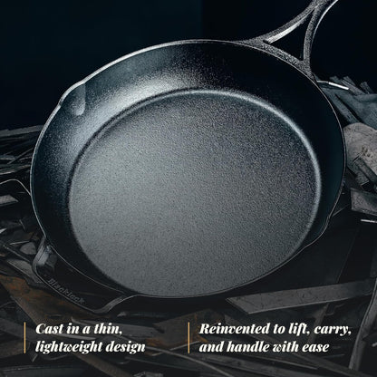 Lodge Blacklock 12" Triple Seasoned Cast Iron Skillet - Lightweight Design | Effortless Cleanup